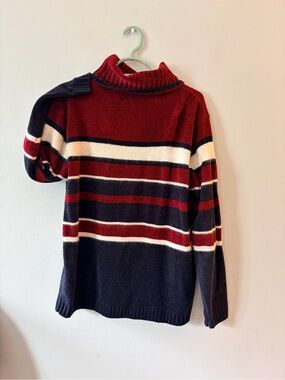 Men's Navy & Red Striped Turtleneck Sweater